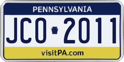 PA license plate JCO2011