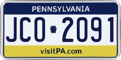 PA license plate JCO2091