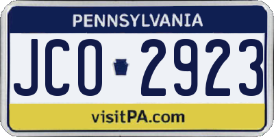 PA license plate JCO2923