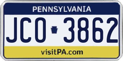 PA license plate JCO3862