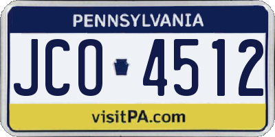 PA license plate JCO4512