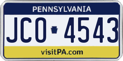 PA license plate JCO4543