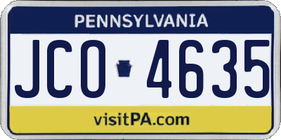 PA license plate JCO4635