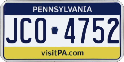 PA license plate JCO4752