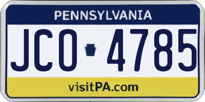 PA license plate JCO4785