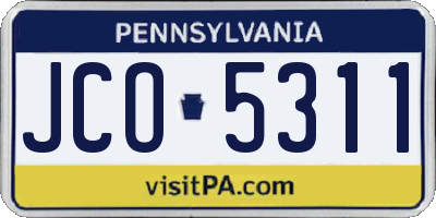 PA license plate JCO5311