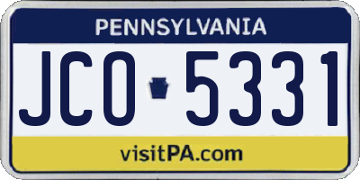 PA license plate JCO5331