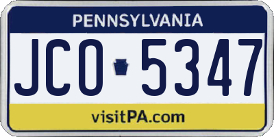 PA license plate JCO5347
