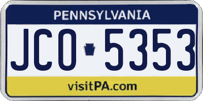 PA license plate JCO5353
