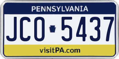 PA license plate JCO5437