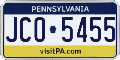 PA license plate JCO5455