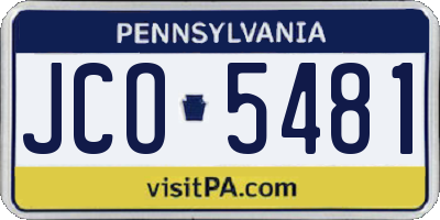 PA license plate JCO5481