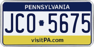 PA license plate JCO5675