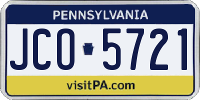 PA license plate JCO5721