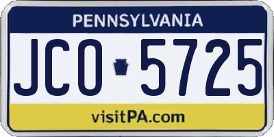 PA license plate JCO5725