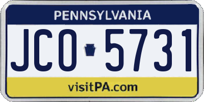 PA license plate JCO5731