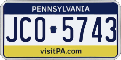 PA license plate JCO5743