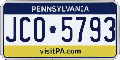 PA license plate JCO5793