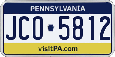 PA license plate JCO5812