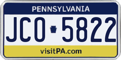 PA license plate JCO5822