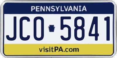 PA license plate JCO5841