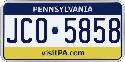 PA license plate JCO5858