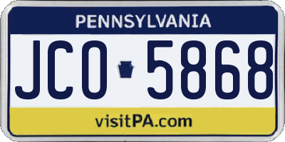 PA license plate JCO5868