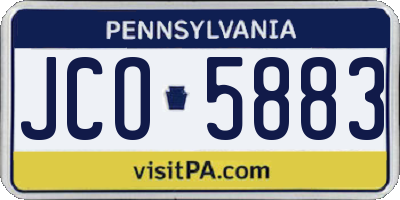 PA license plate JCO5883