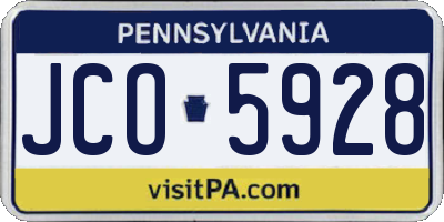 PA license plate JCO5928