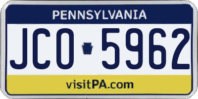 PA license plate JCO5962