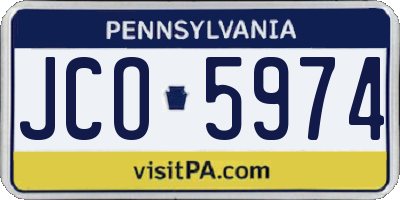 PA license plate JCO5974