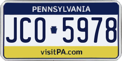 PA license plate JCO5978