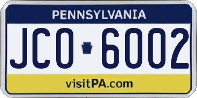 PA license plate JCO6002