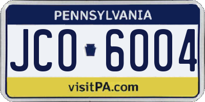 PA license plate JCO6004