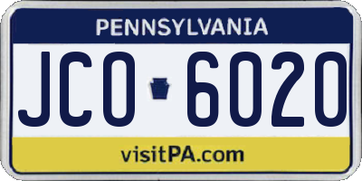 PA license plate JCO6020