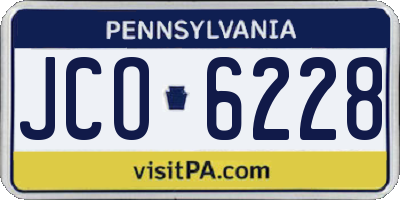 PA license plate JCO6228