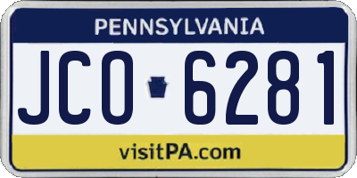 PA license plate JCO6281
