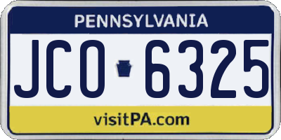 PA license plate JCO6325