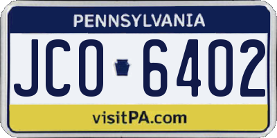 PA license plate JCO6402