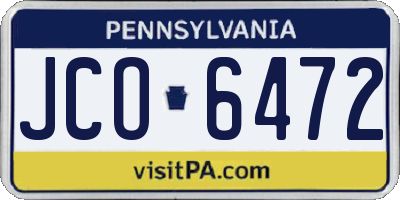 PA license plate JCO6472