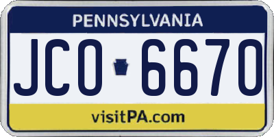 PA license plate JCO6670