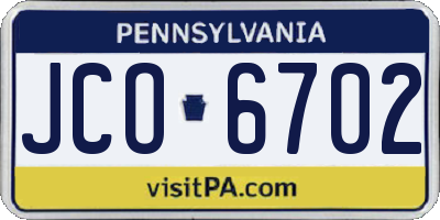 PA license plate JCO6702