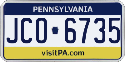 PA license plate JCO6735