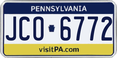 PA license plate JCO6772