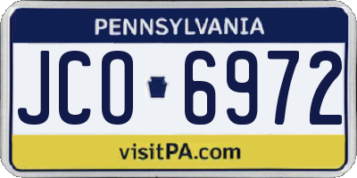 PA license plate JCO6972