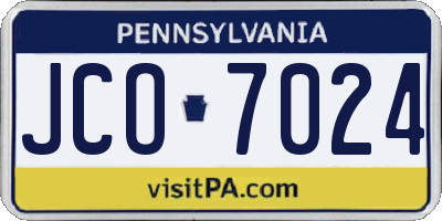PA license plate JCO7024