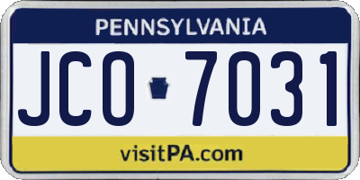 PA license plate JCO7031