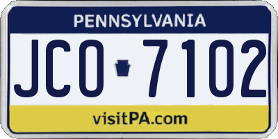 PA license plate JCO7102