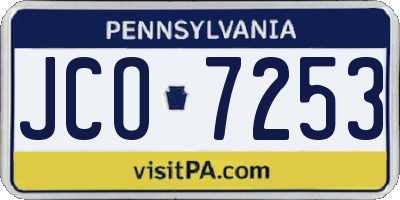 PA license plate JCO7253