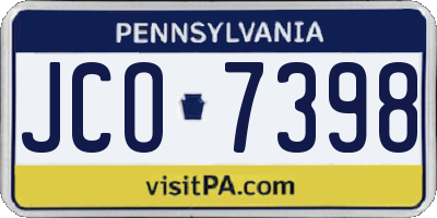 PA license plate JCO7398